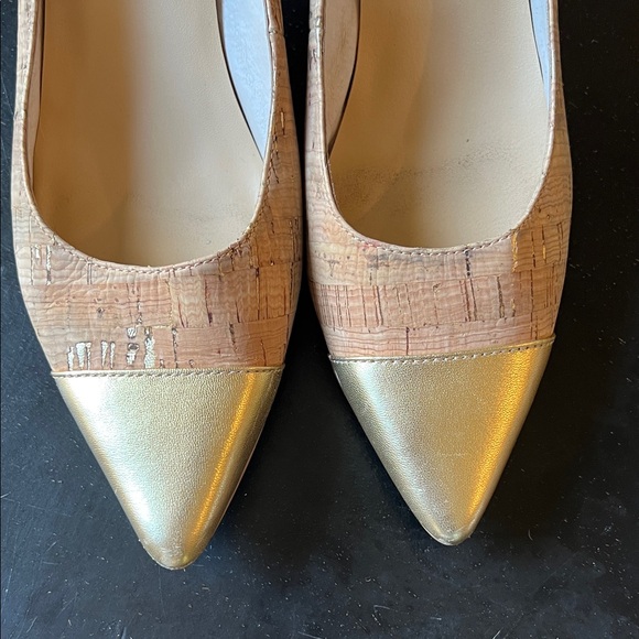 Kate Spade Tan and Gold Pointed Cork Heels - Picture 3 of 11